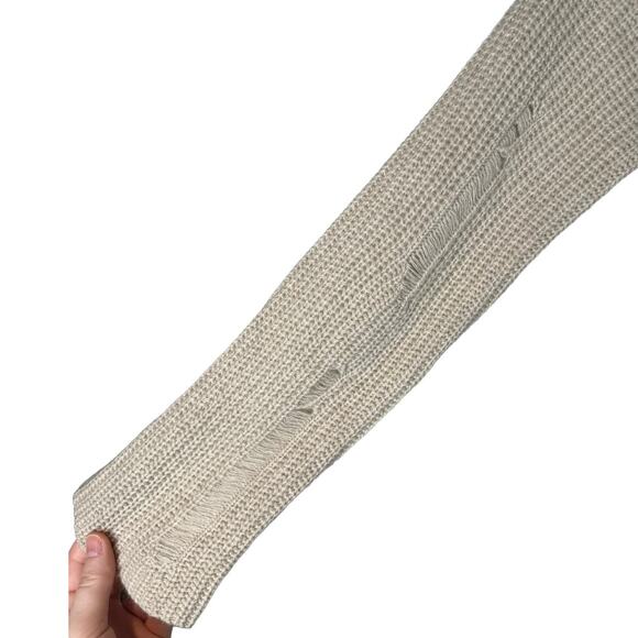 Autumn Cashmere Beige Cashmere Distressed Crew Neck Sweater Medium - Picture 7 of 8